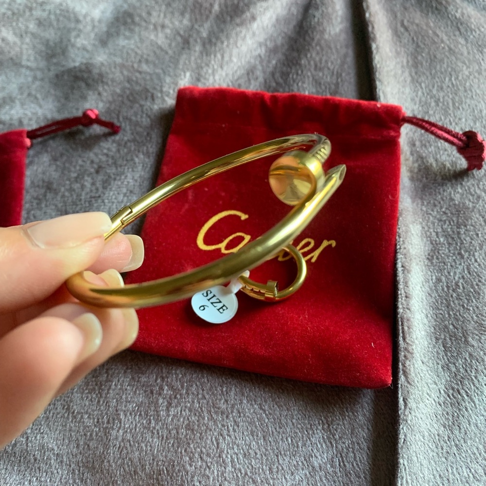 Gold and silver screw ring and bracelet set